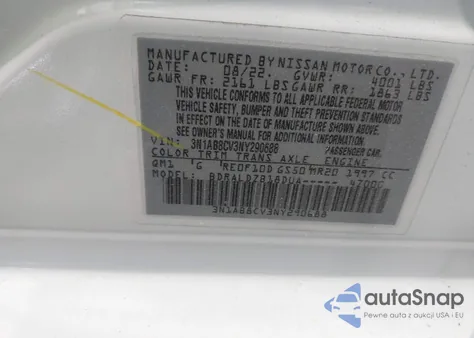 2022 Nissan Sentra Sv Xtronic Cvt из США, поврежденный, VIN 3N1AB8CV3NY290688